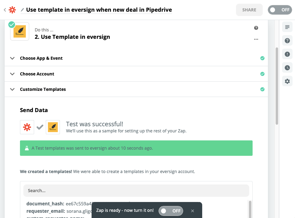 How to Connect eversign with Pipedrive through Zapier