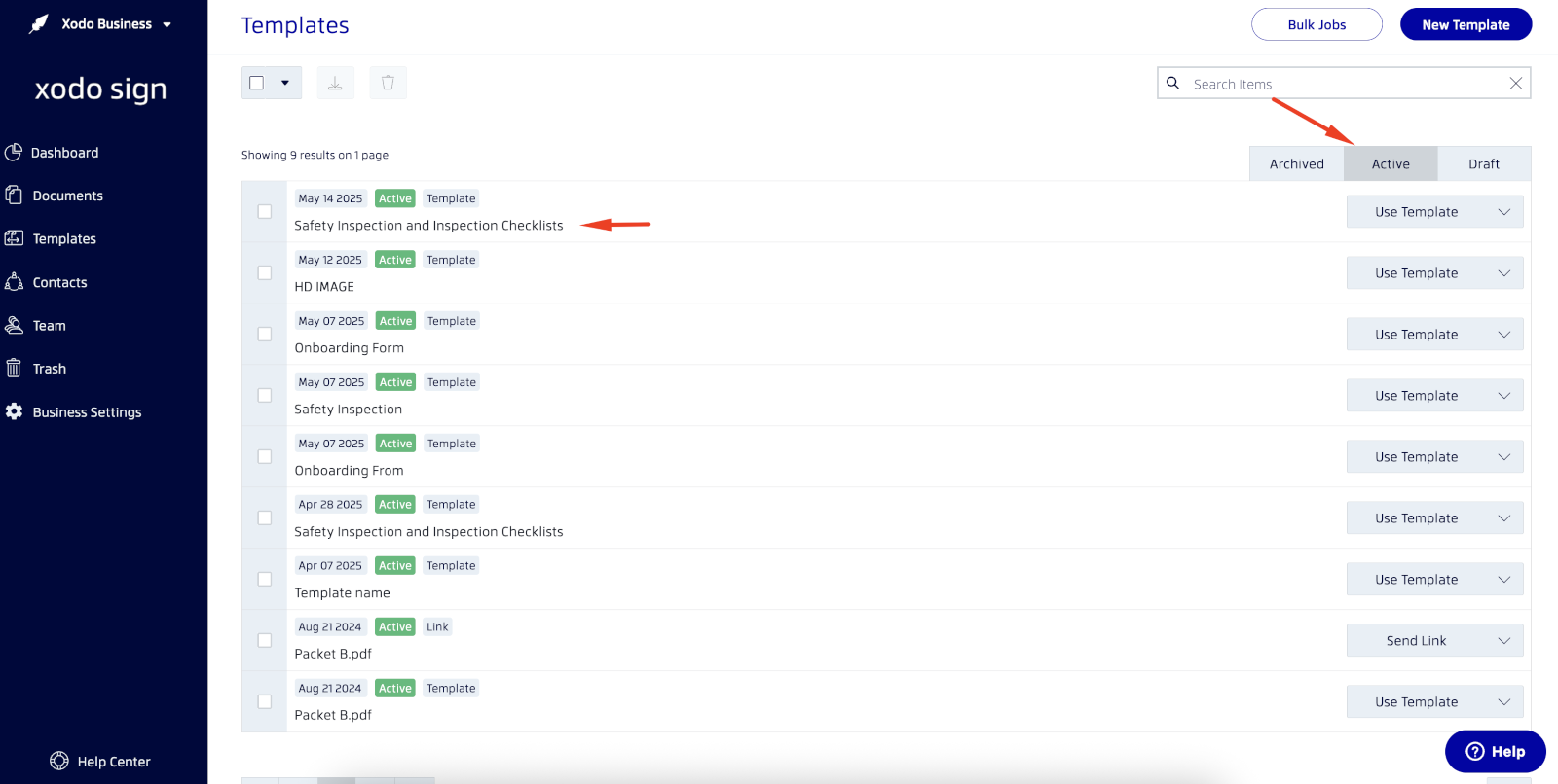 Saving a DocuSign template in Xodo Sign