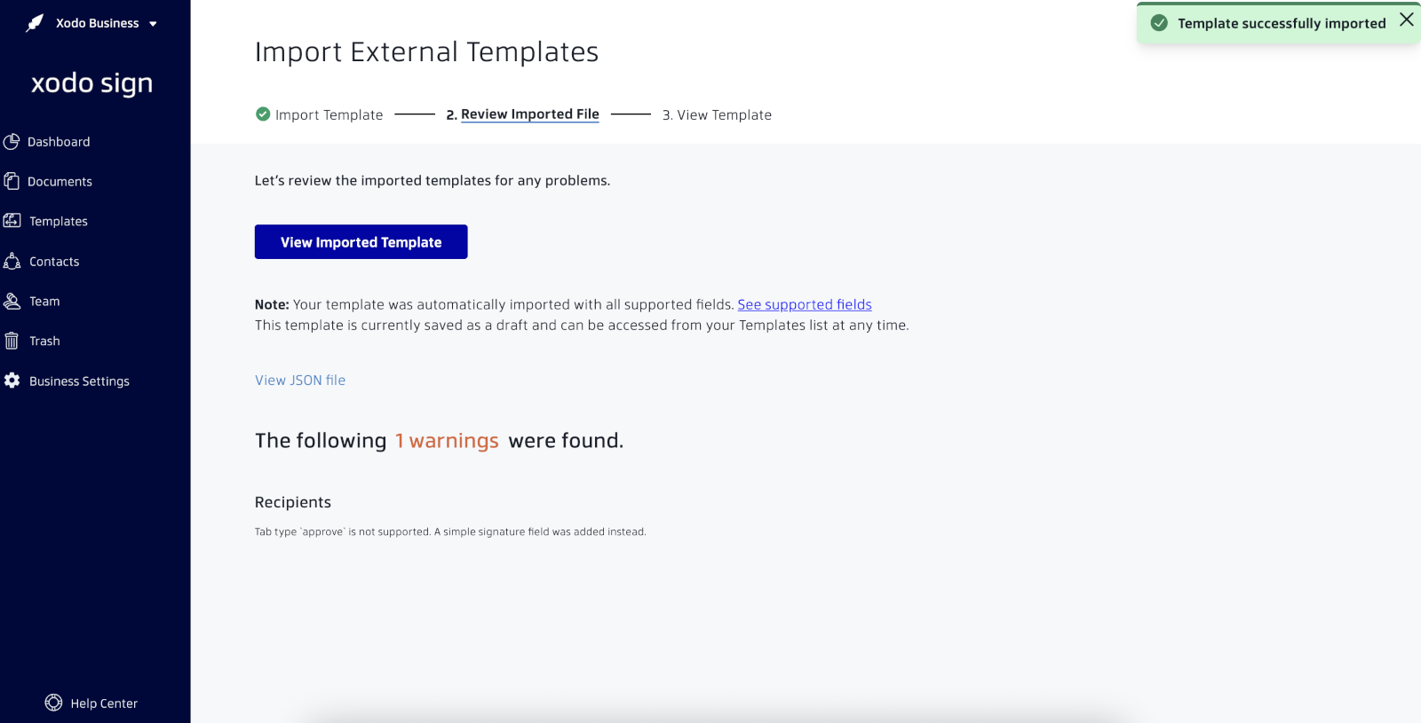 Viewing and Editing DocuSign templates in Xodo Sign