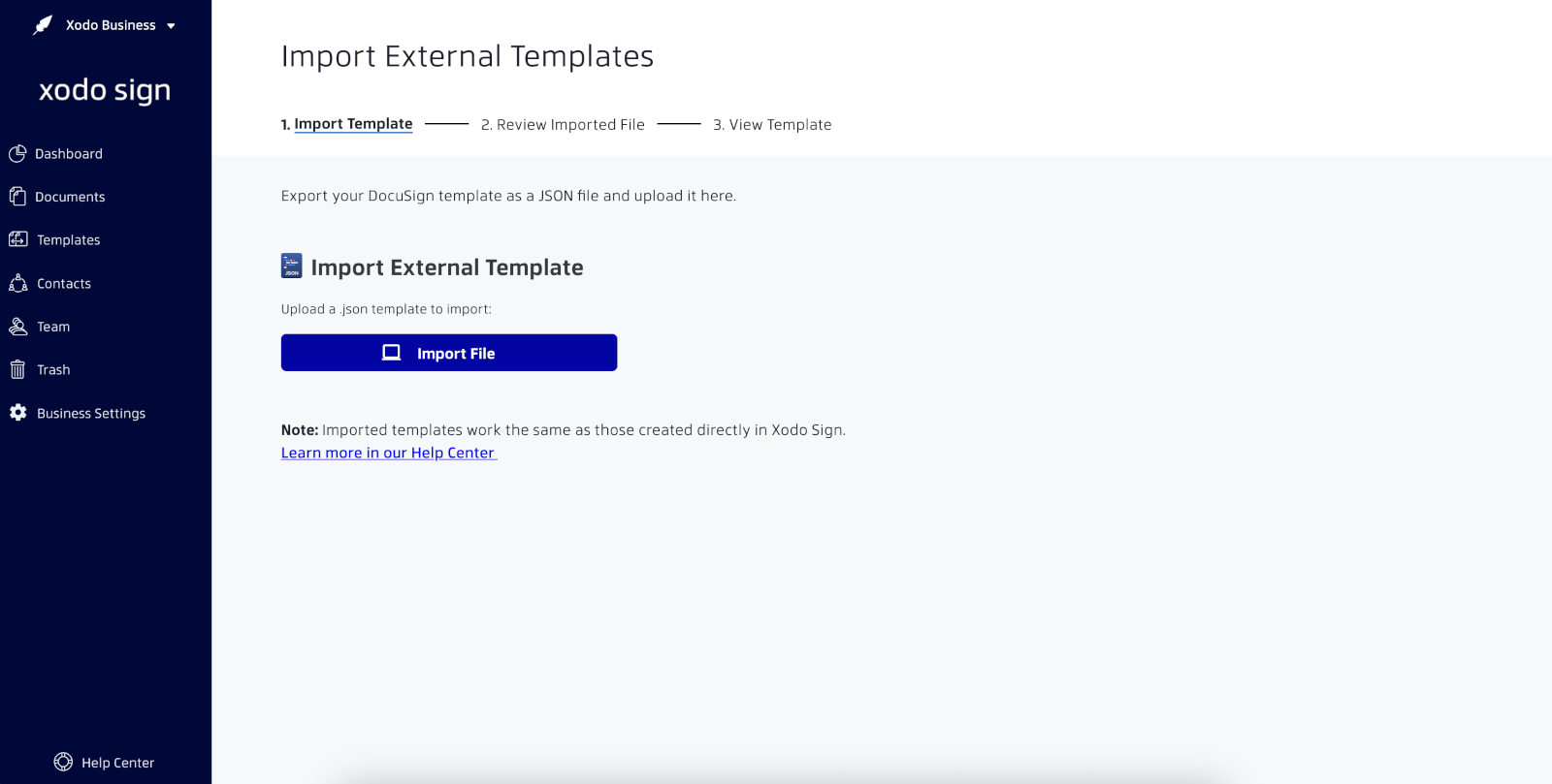 Importing DocuSign templates into Xodo Sign