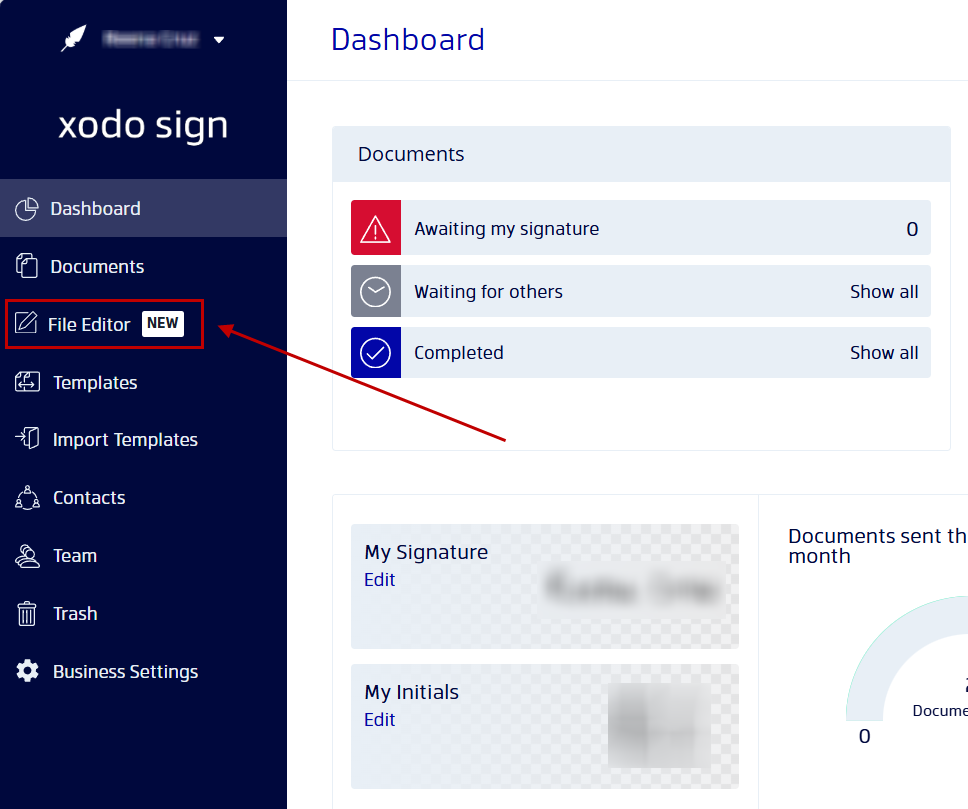 Opening a contract in Xodo Sign's file editor for AI analysis